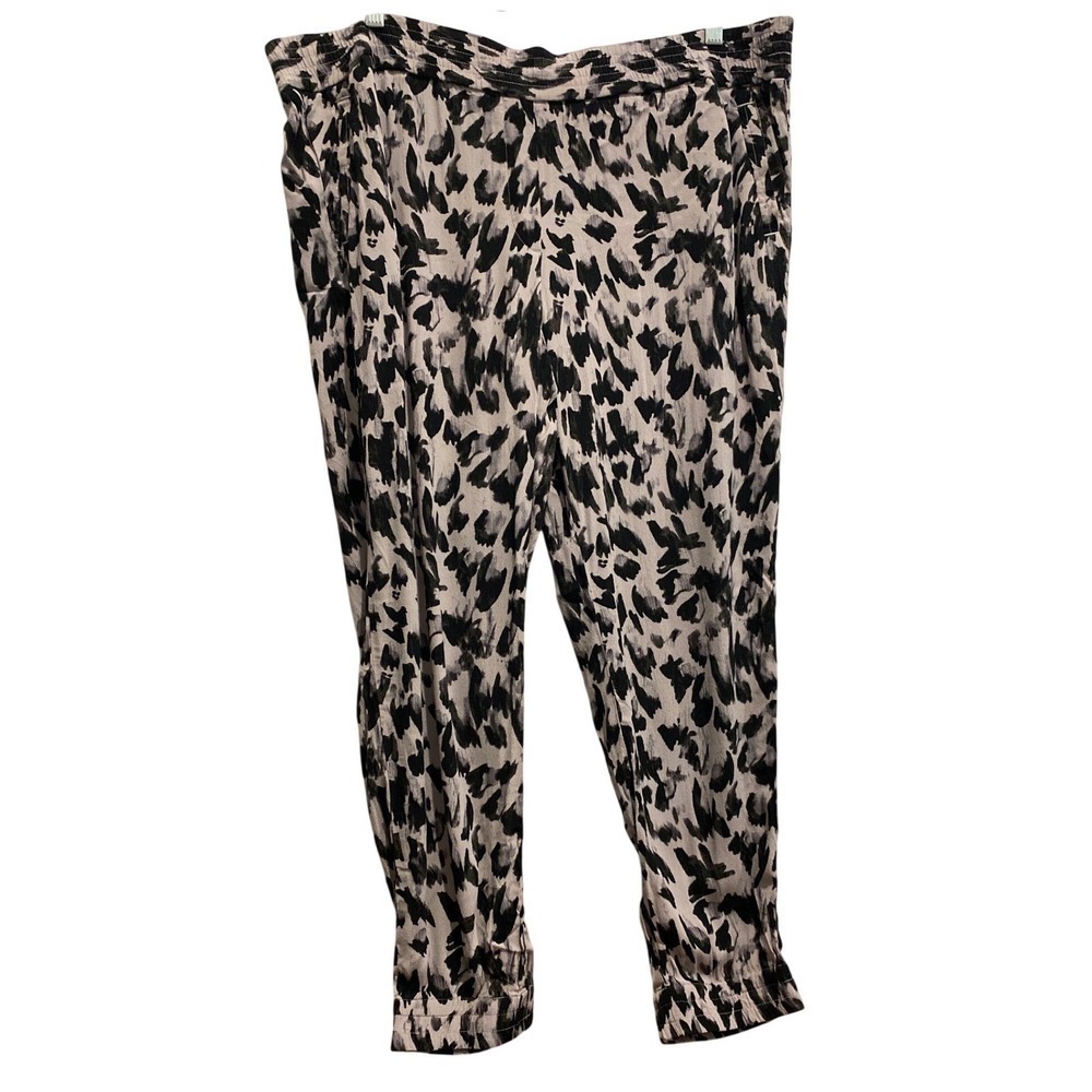 Loft Ann Taylor Womens XL Gray Black Abstract Animal Print Rayon Jogger Pants